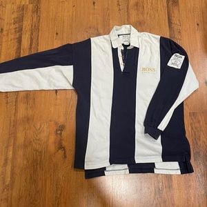 90s BOSS America striped rugby polo